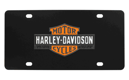 Harley Davidson Orange/Black License Plate
