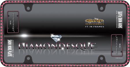 Diamondesque Matte Black and Pink License Plate Frame